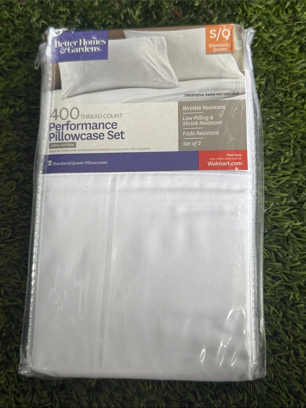 Better Homes & Gardens 400 TC Arctic White Cotton Pillowcase Set 2 Standard Quee